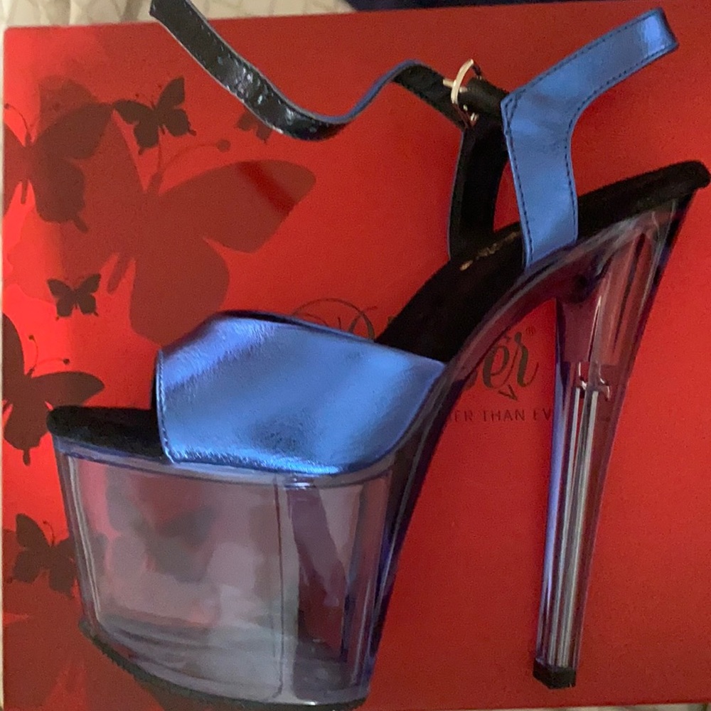 Blue Metallic Pleaser Heels